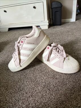 adidas Pink and White Superstar Low-Top Sneakers limited edition